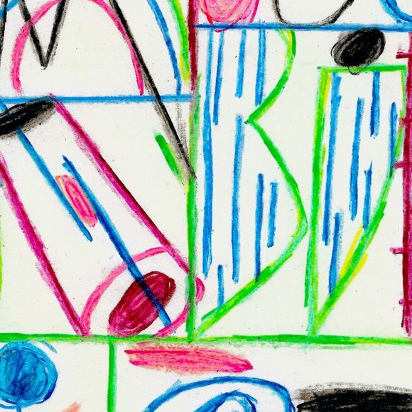 ORIGINAL FRAMED ART Abstract Neon Crayon Drawing - Picture 3 of 6